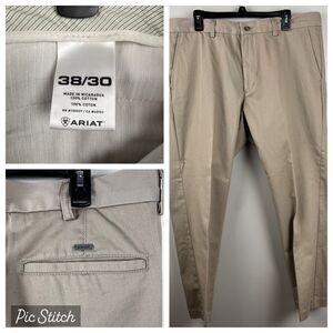 Ariat Performance Khaki Pants Mens 38x30 Beige Tan Straight Zip Pocket